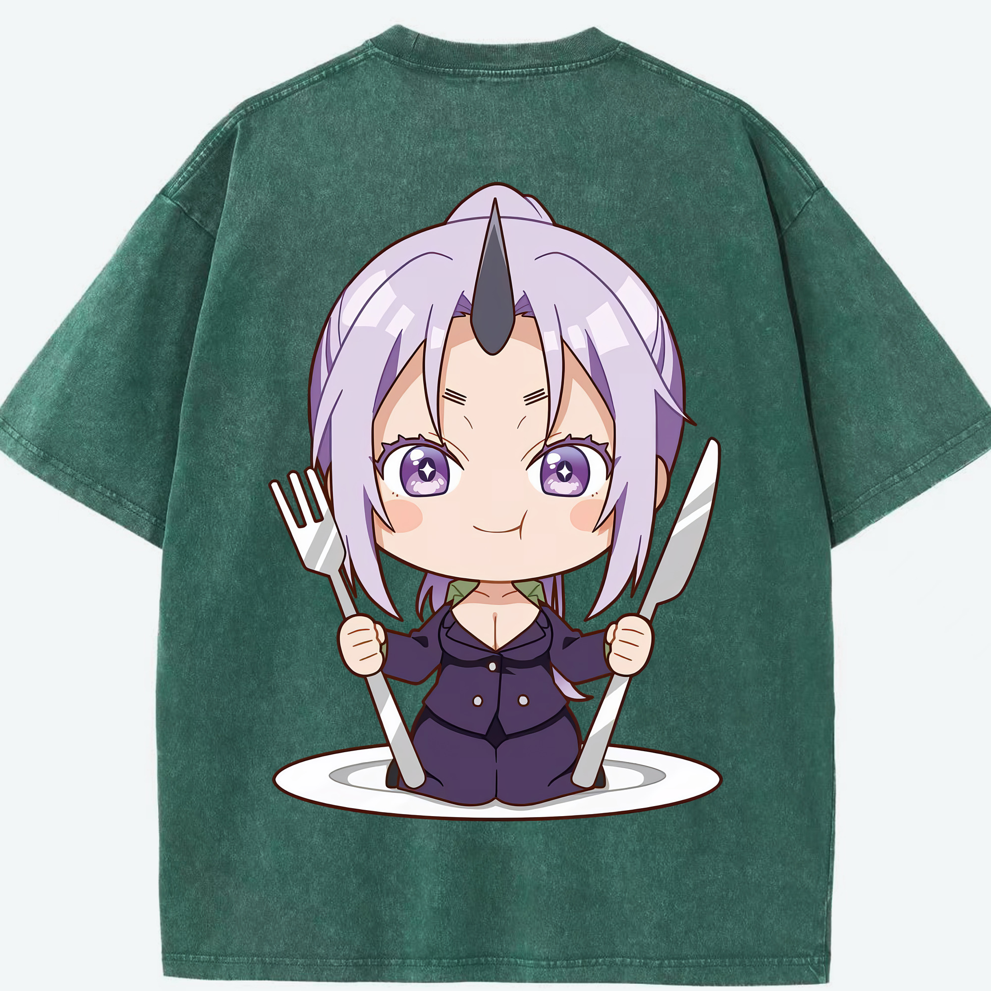 （画像用） 転スラ Regarding Reincarnated to Slime 綿100% ヴィンテージ風 半袖Tシャツ（背面プリント）